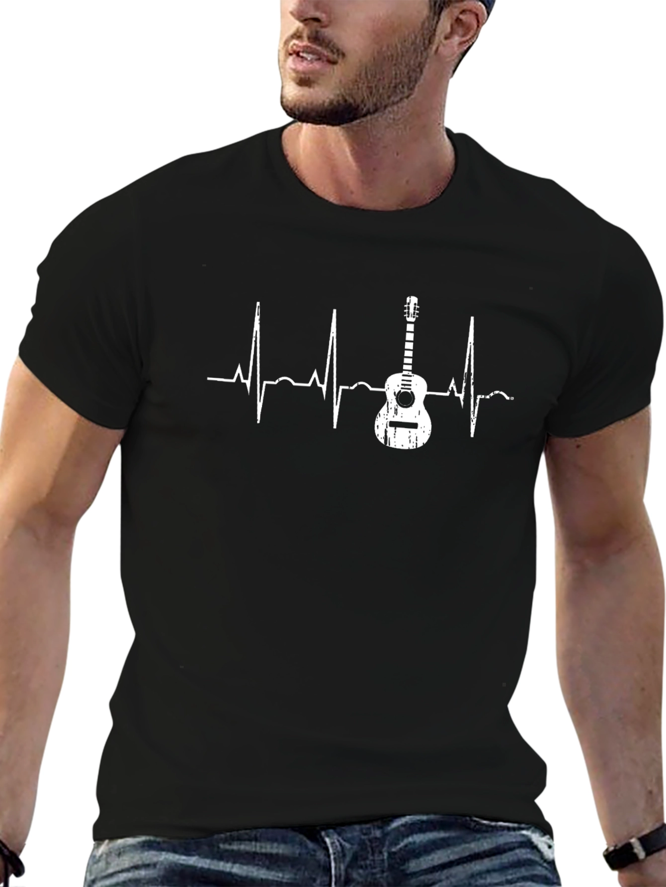 Guitar Heartbeat Graphic T-Shirt
