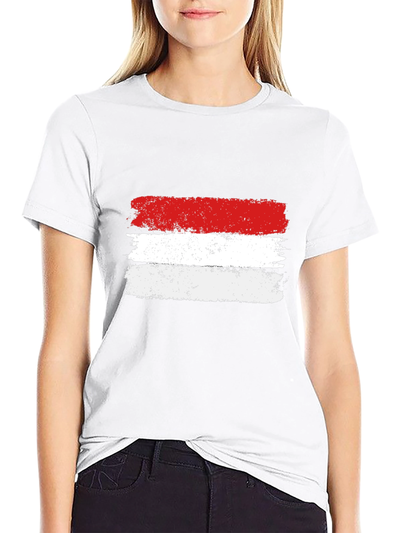 Distressed Indonesia Flag Black T-Shirt