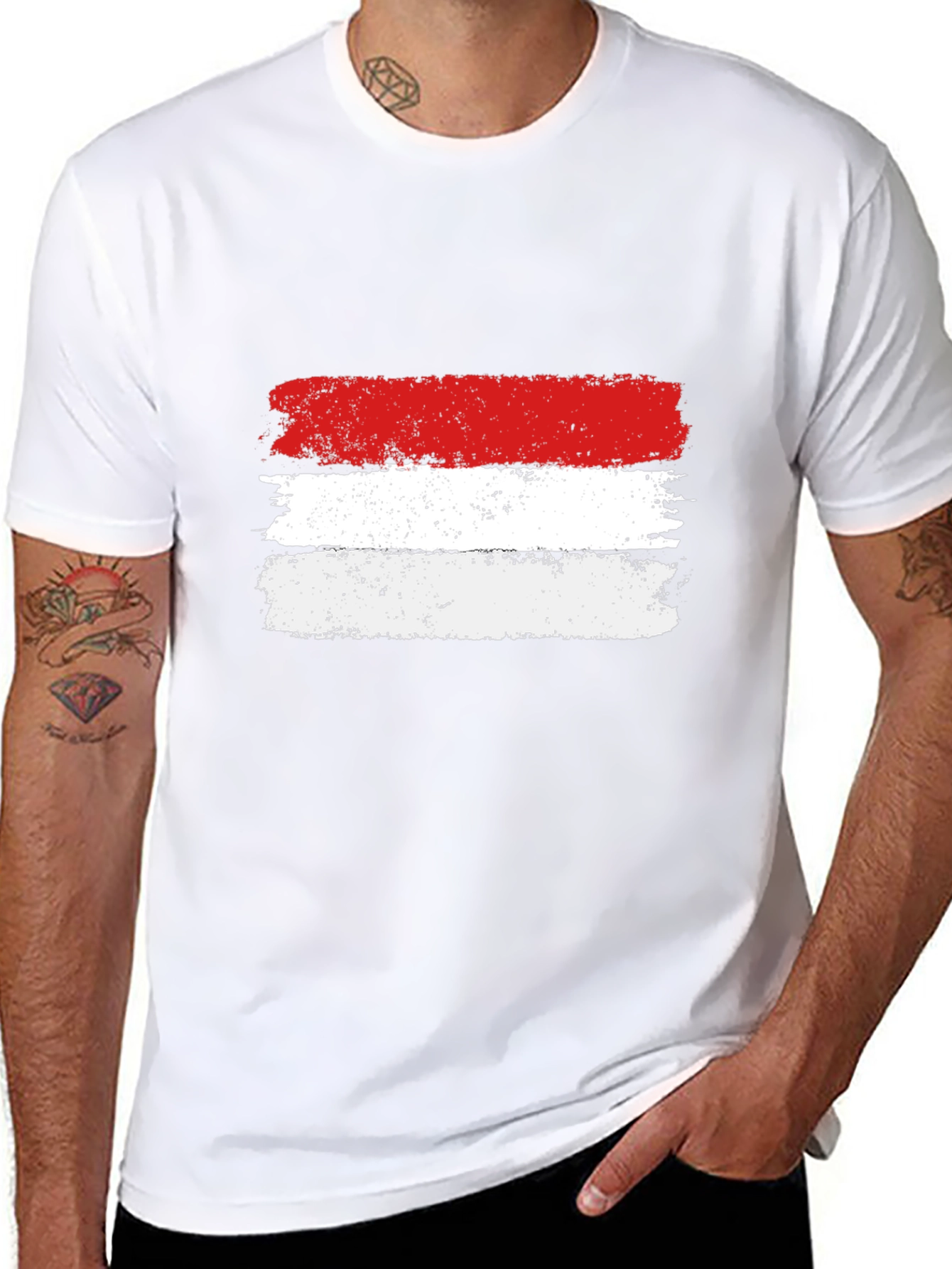 Distressed Indonesia Flag Black T-Shirt