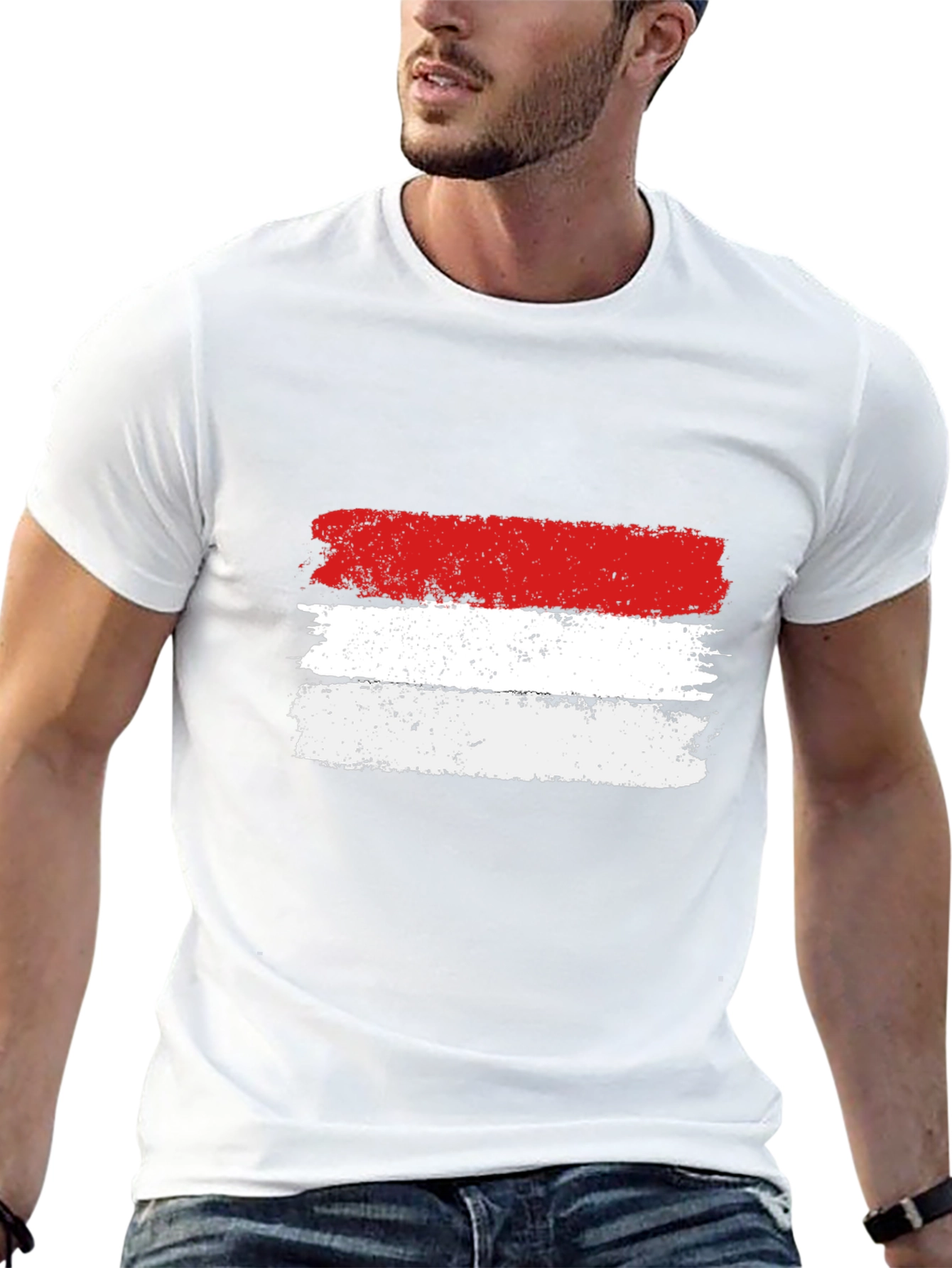 Distressed Indonesia Flag Black T-Shirt