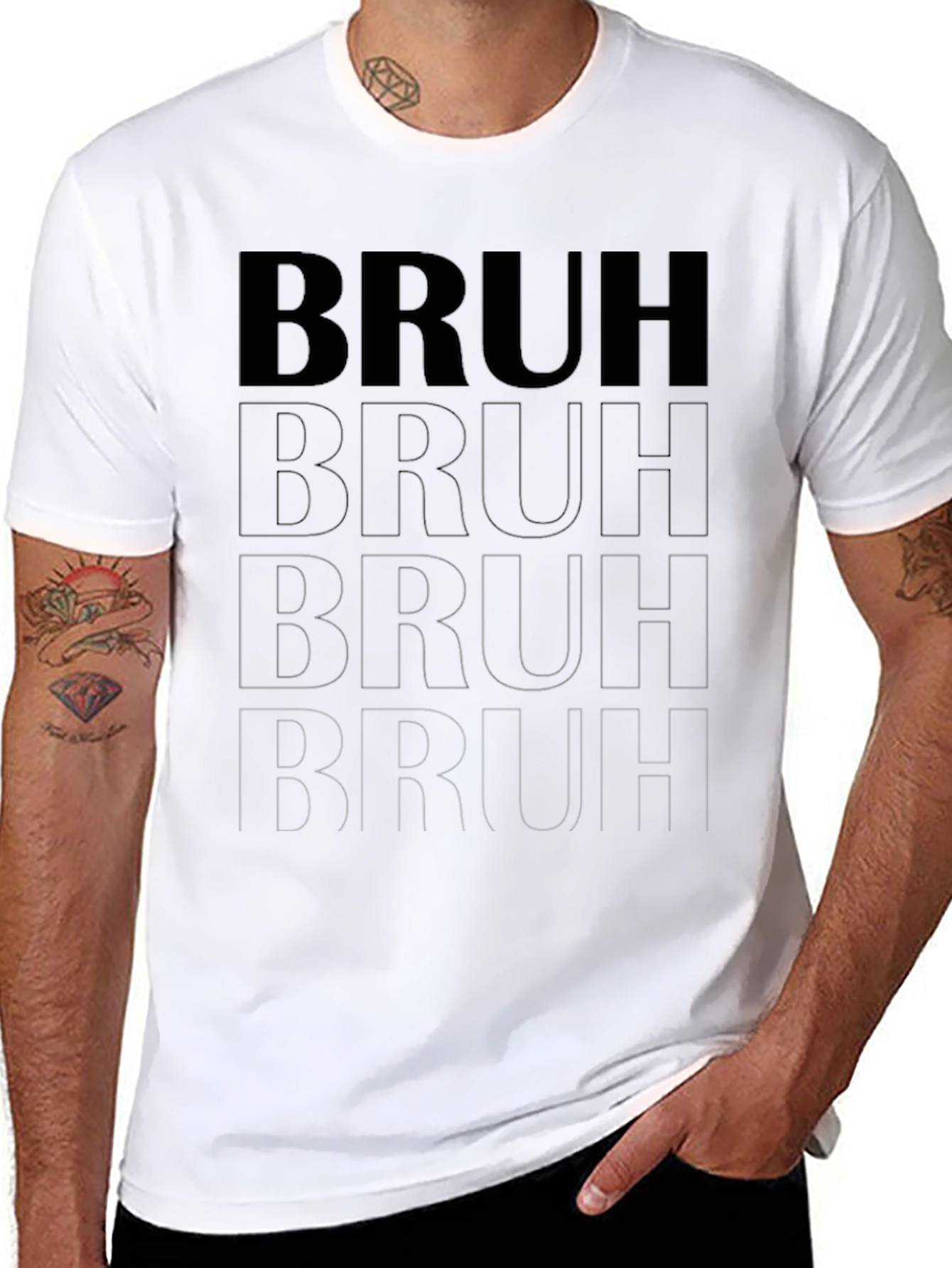 Mens Bruh Graphic T-Shirt - Casual Black Tee