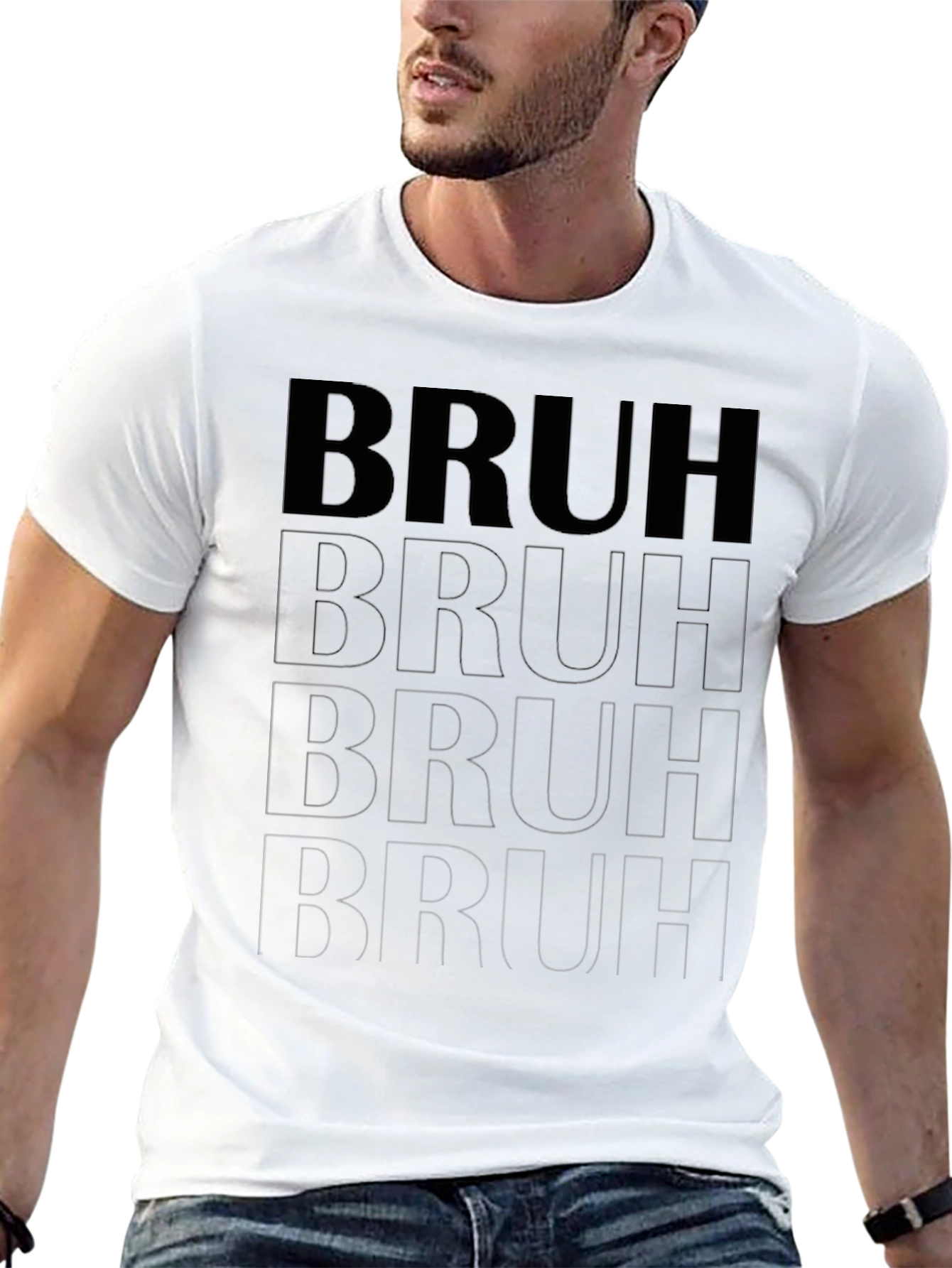 Mens Bruh Graphic T-Shirt - Casual Black Tee