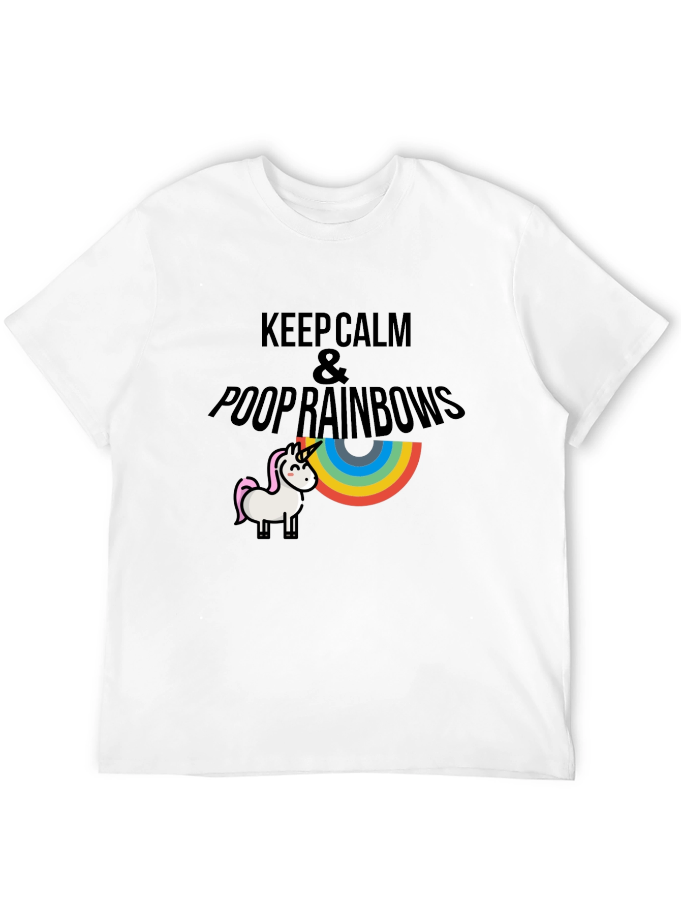 Keep Calm & Poop Rainbows Black T-Shirt