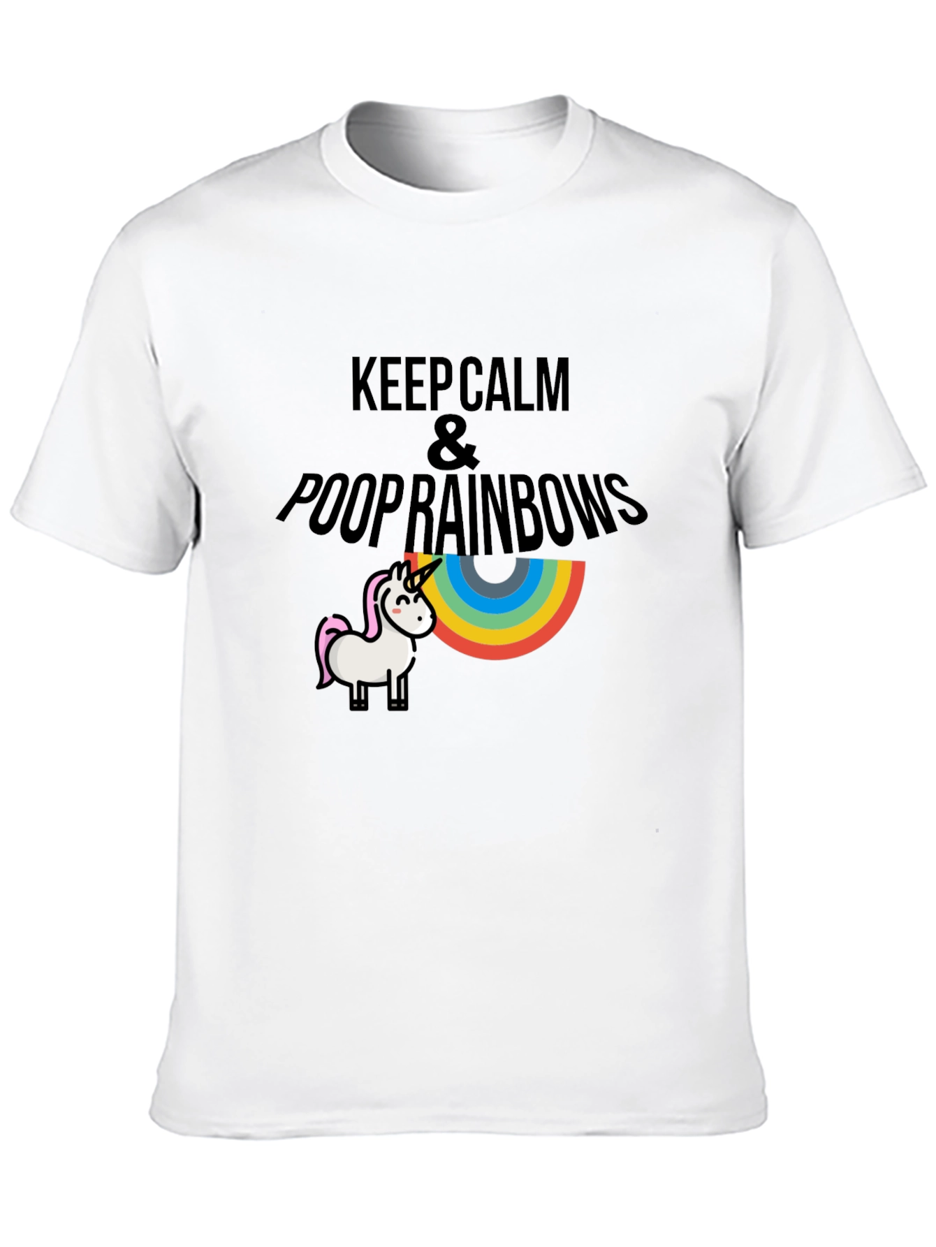 Keep Calm & Poop Rainbows Black T-Shirt