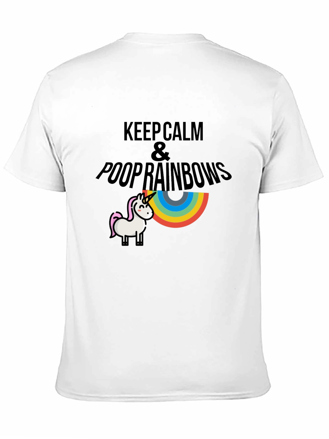 Keep Calm & Poop Rainbows Black T-Shirt