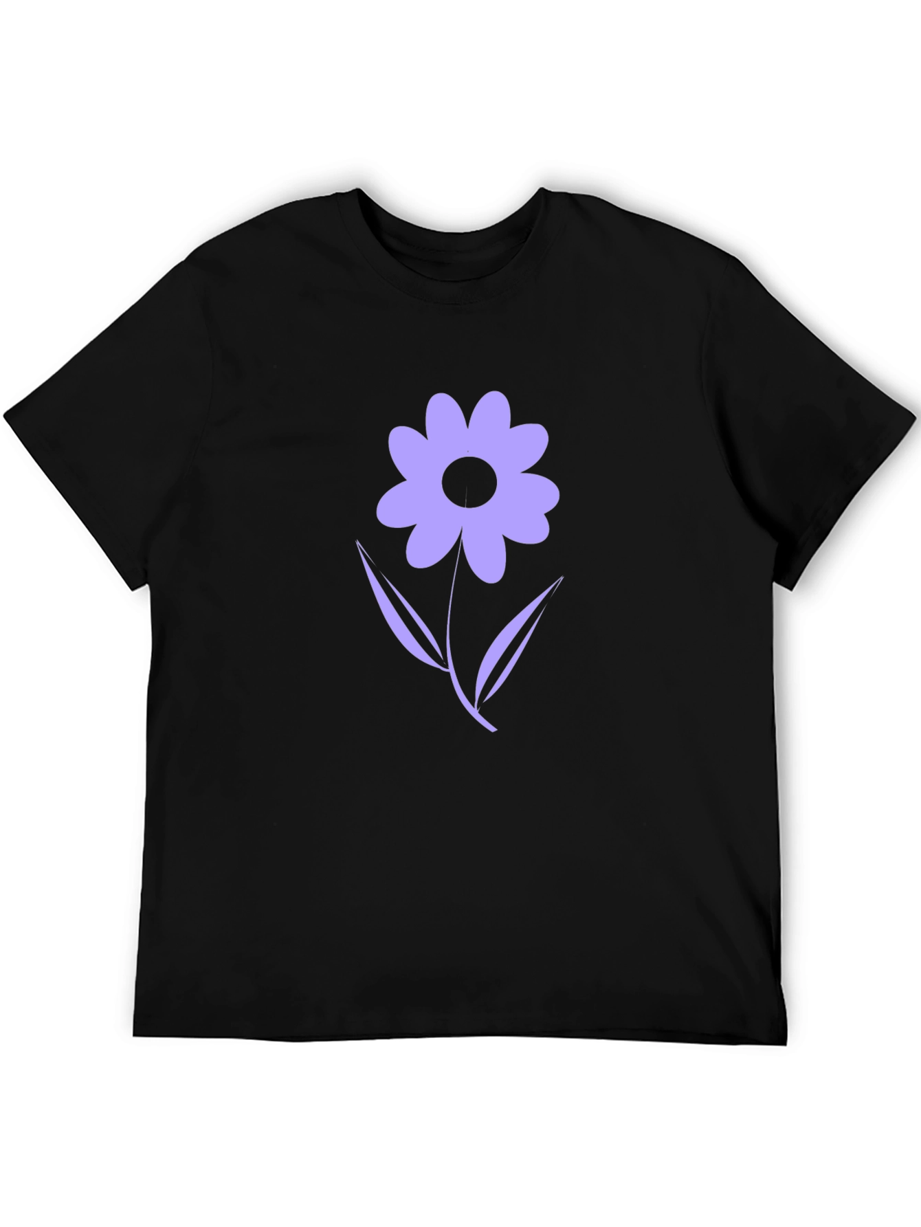 Black T-Shirt with Purple Flower Graphic