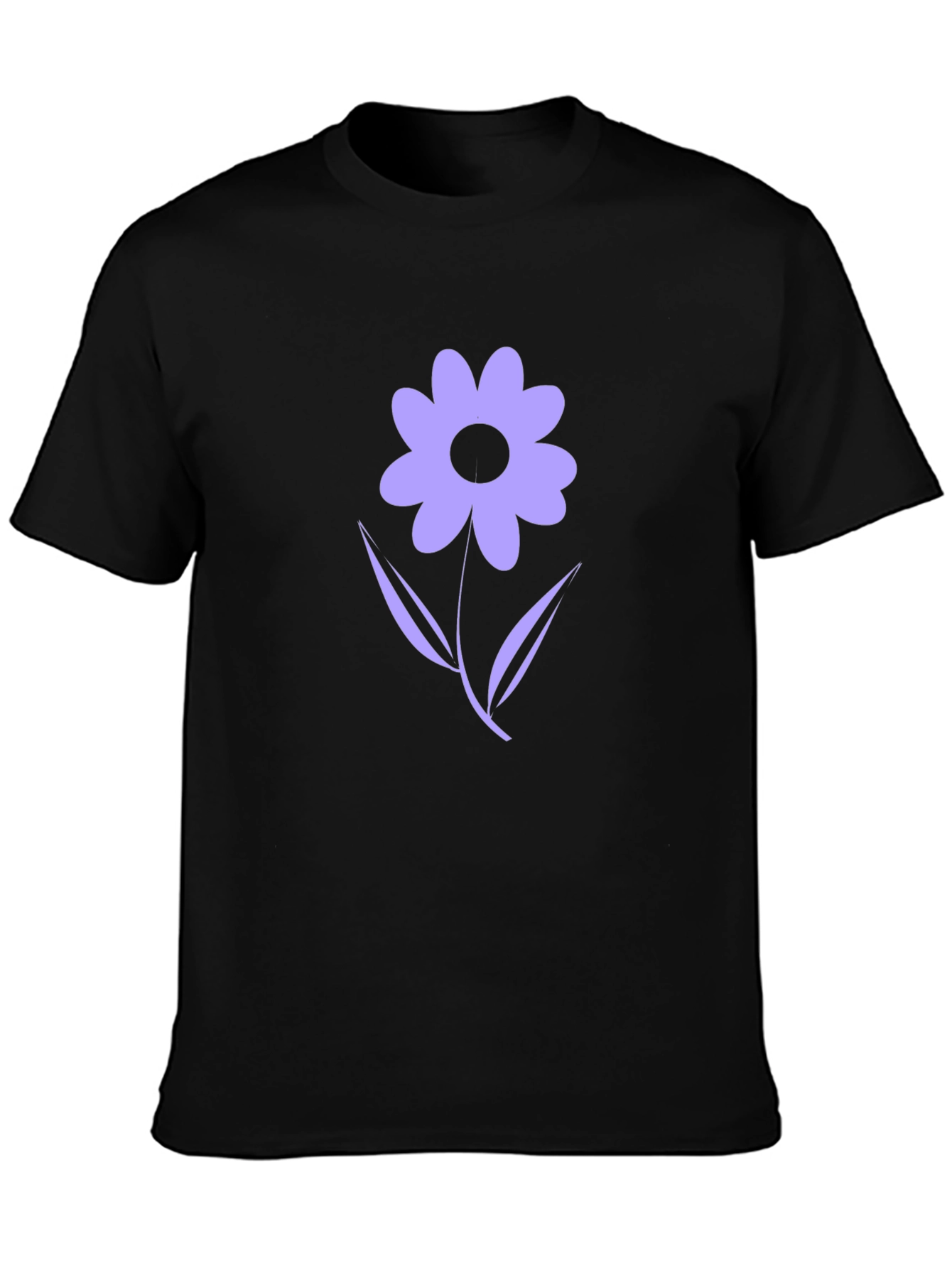 Black T-Shirt with Purple Flower Graphic