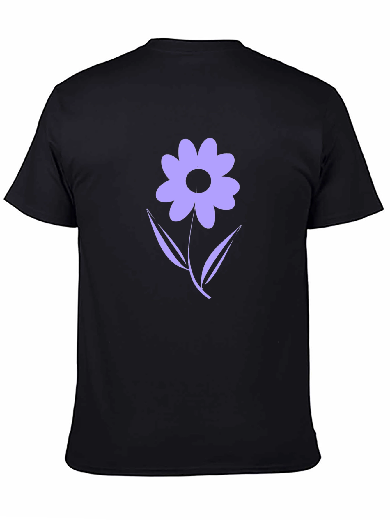 Black T-Shirt with Purple Flower Graphic