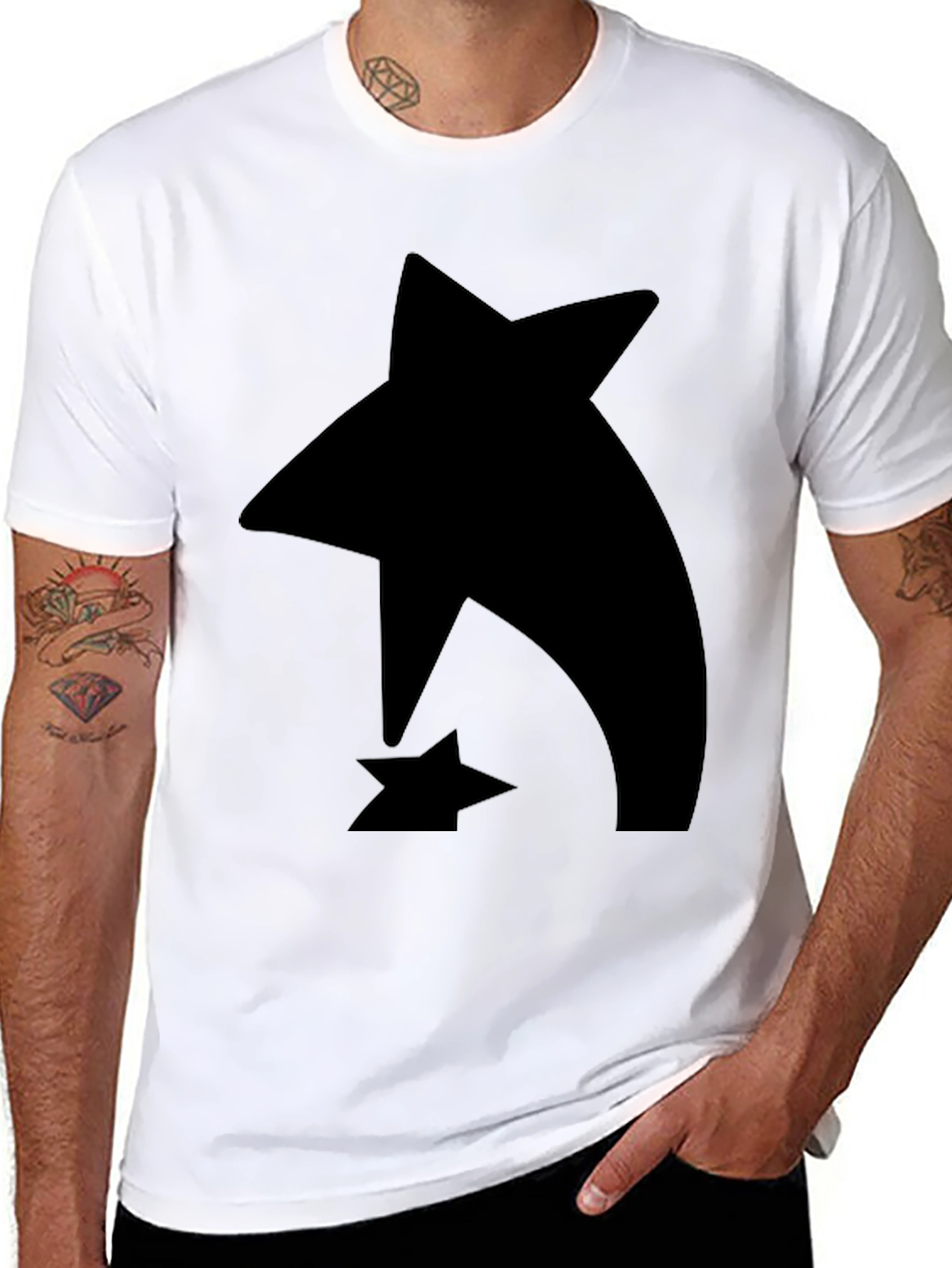 Abstract Star Graphic Black T-Shirt