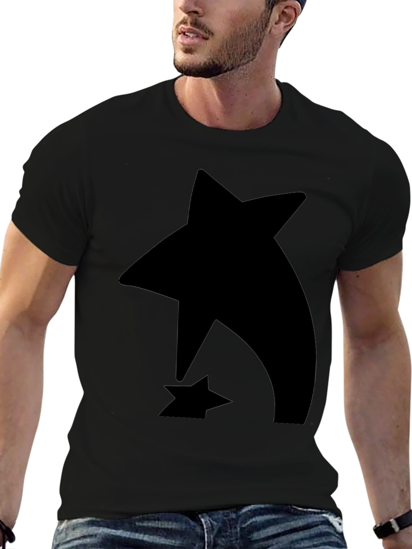 Abstract Star Graphic Black T-Shirt