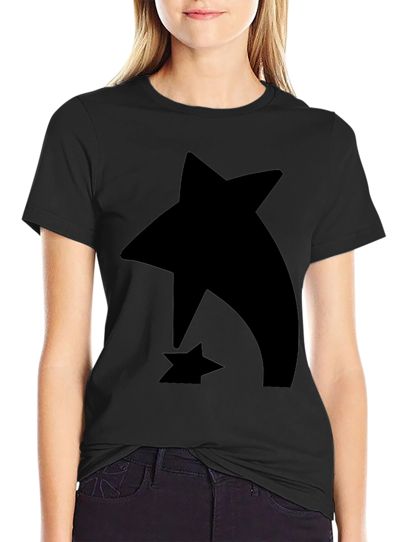 Abstract Star Graphic Black T-Shirt