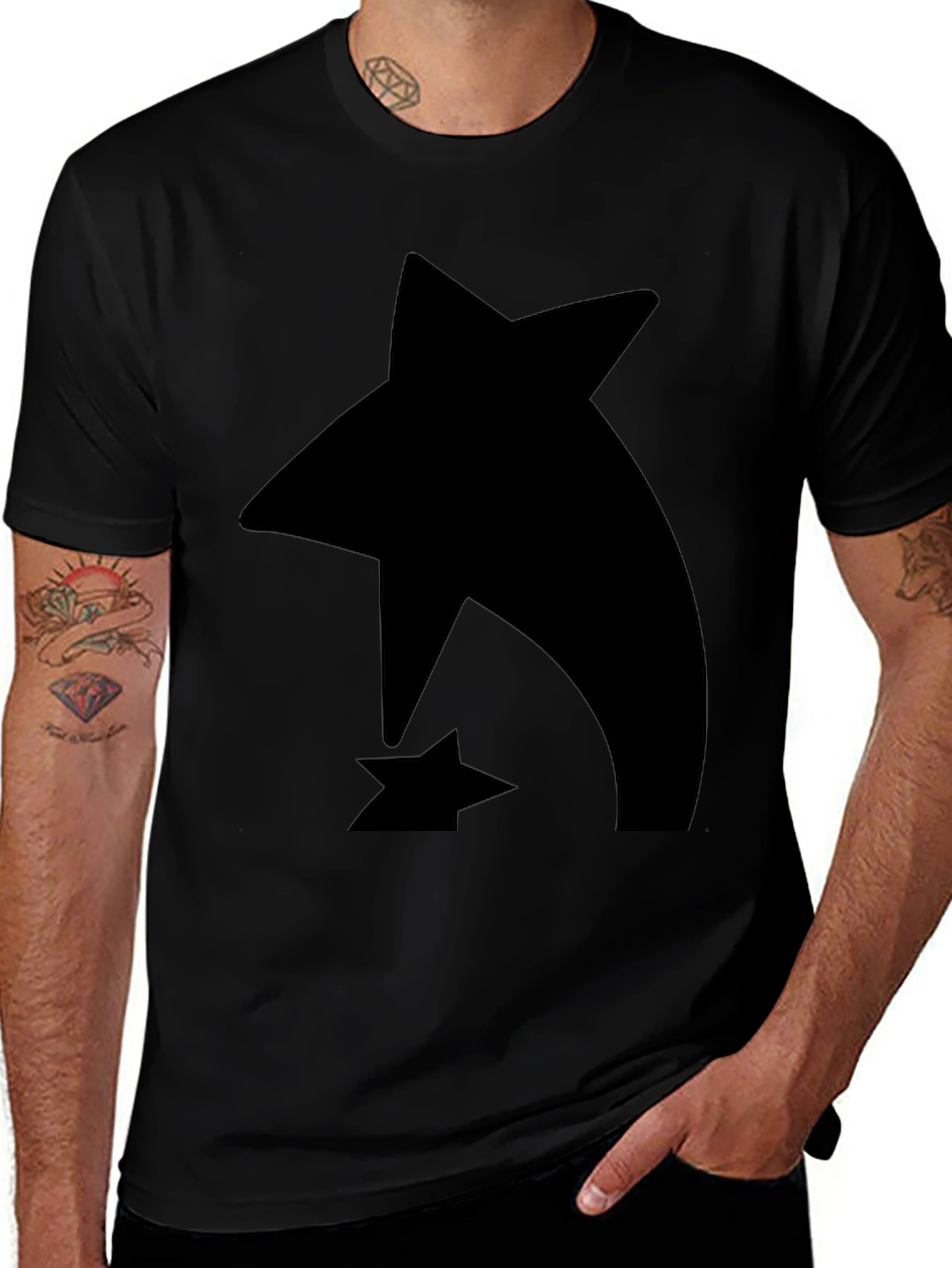 Abstract Star Graphic Black T-Shirt
