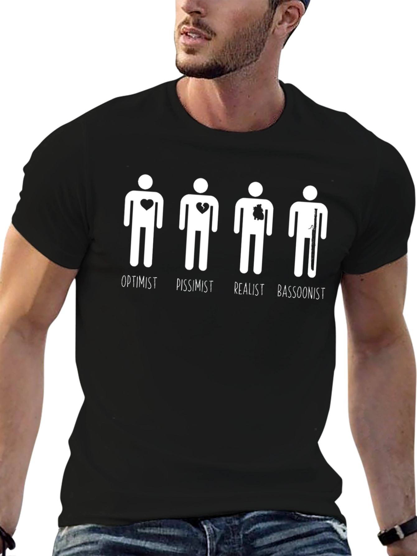 Optimist Pessimist Realist Bassoonist Graphic Tee