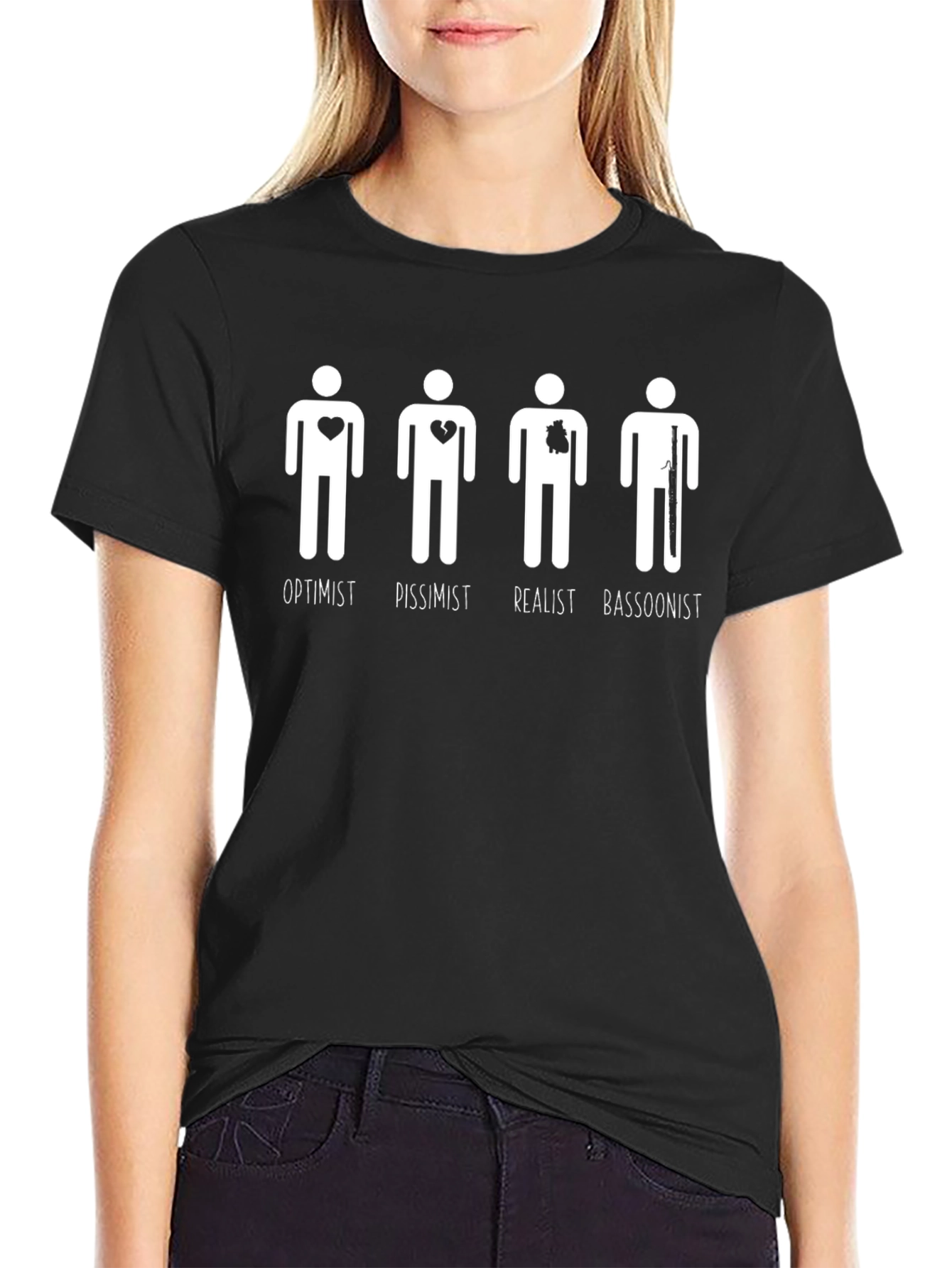 Optimist Pessimist Realist Bassoonist Graphic Tee