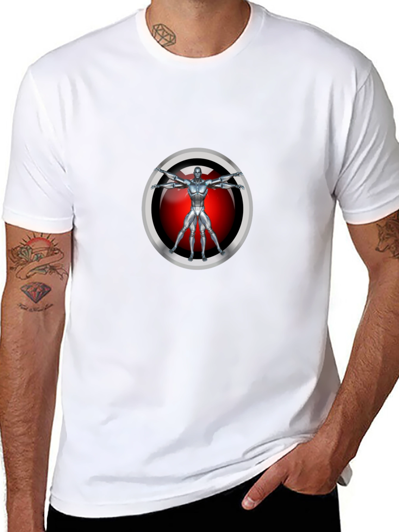 Tech Renaissance T-Shirt - Vitruvian Robot Design