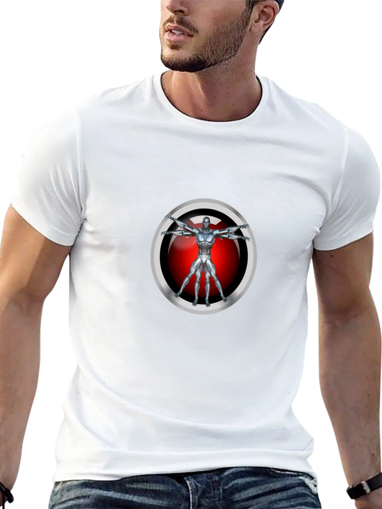 Tech Renaissance T-Shirt - Vitruvian Robot Design