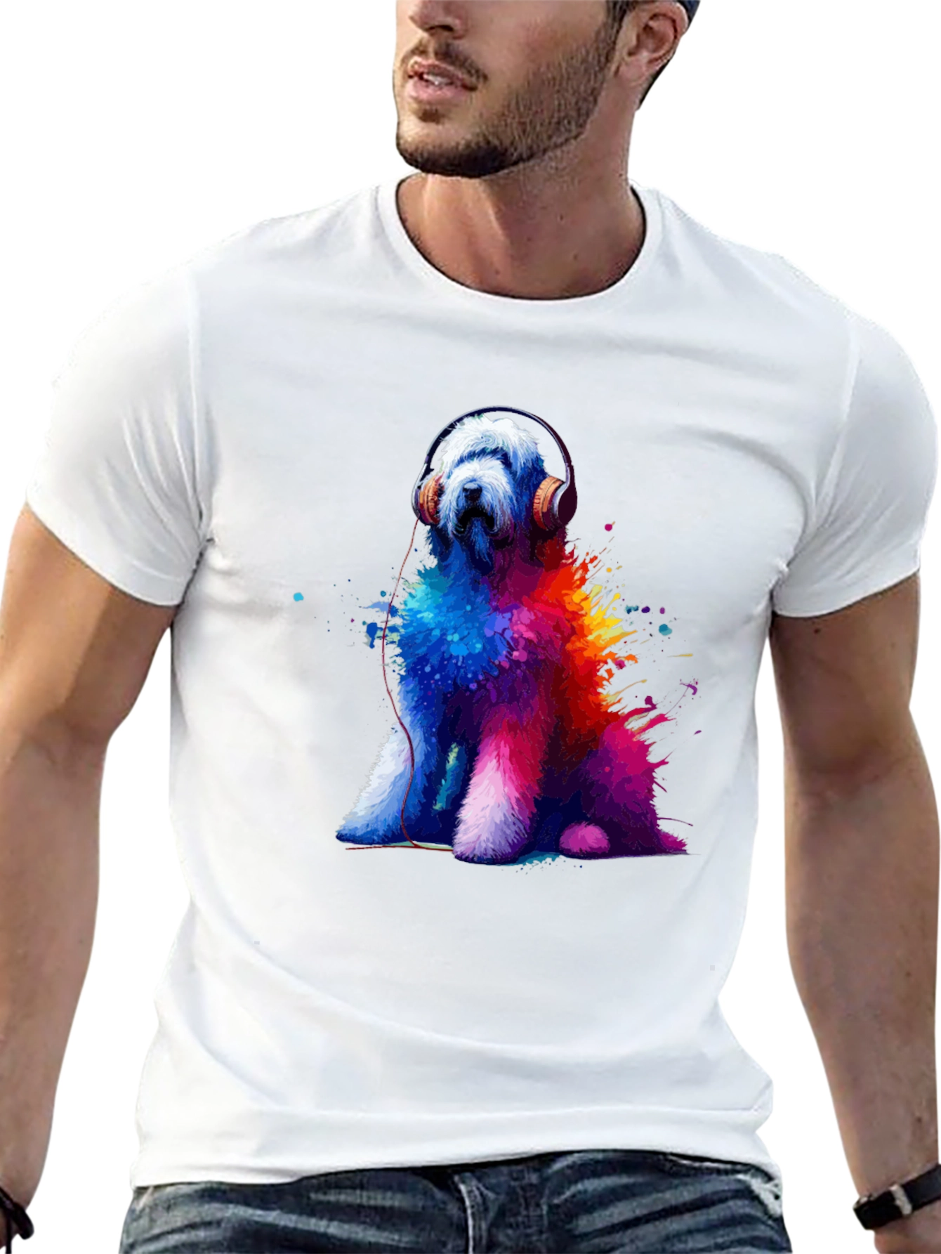 Dog with Headphones Graphic Tee