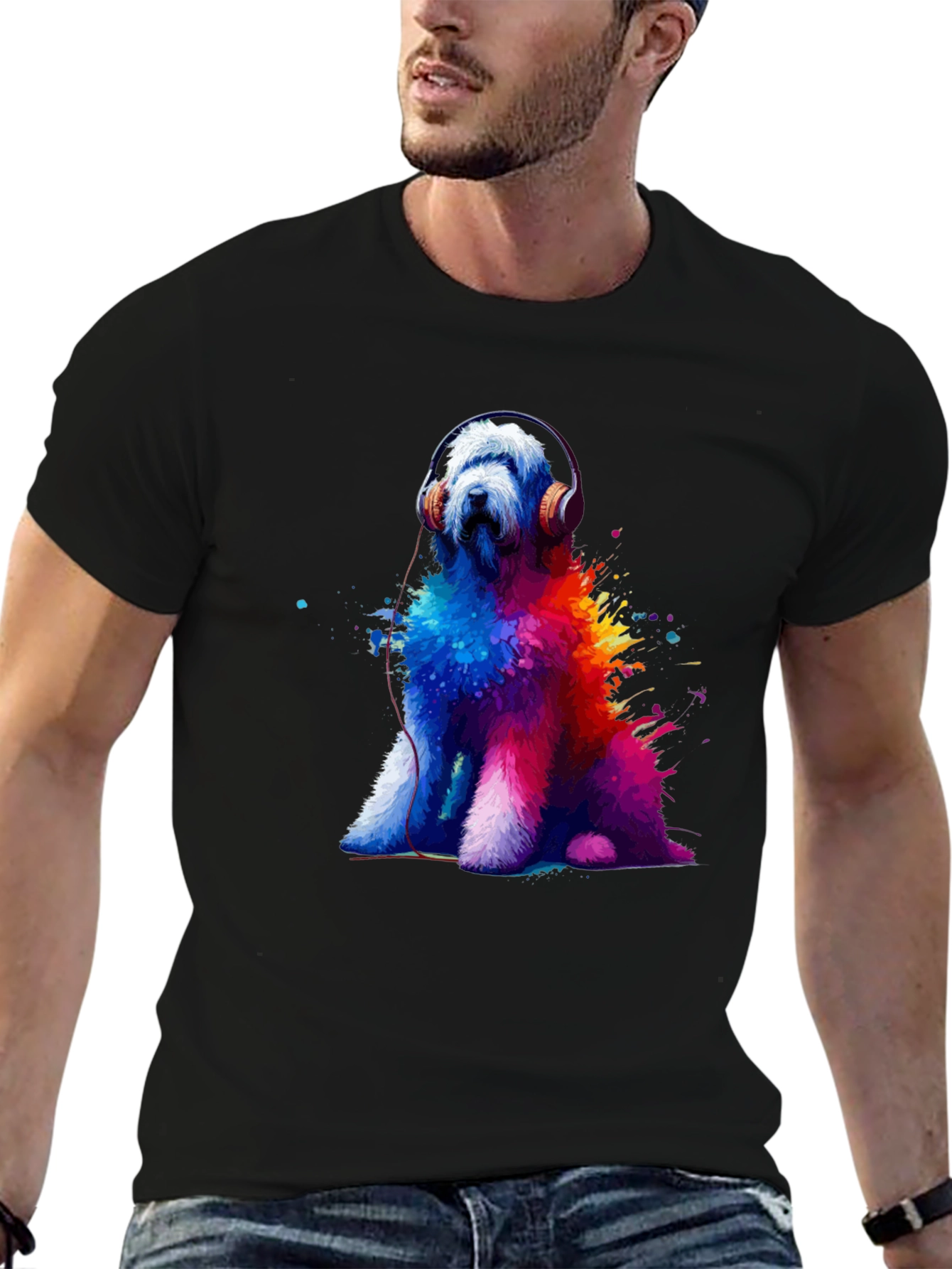 Dog with Headphones Graphic Tee