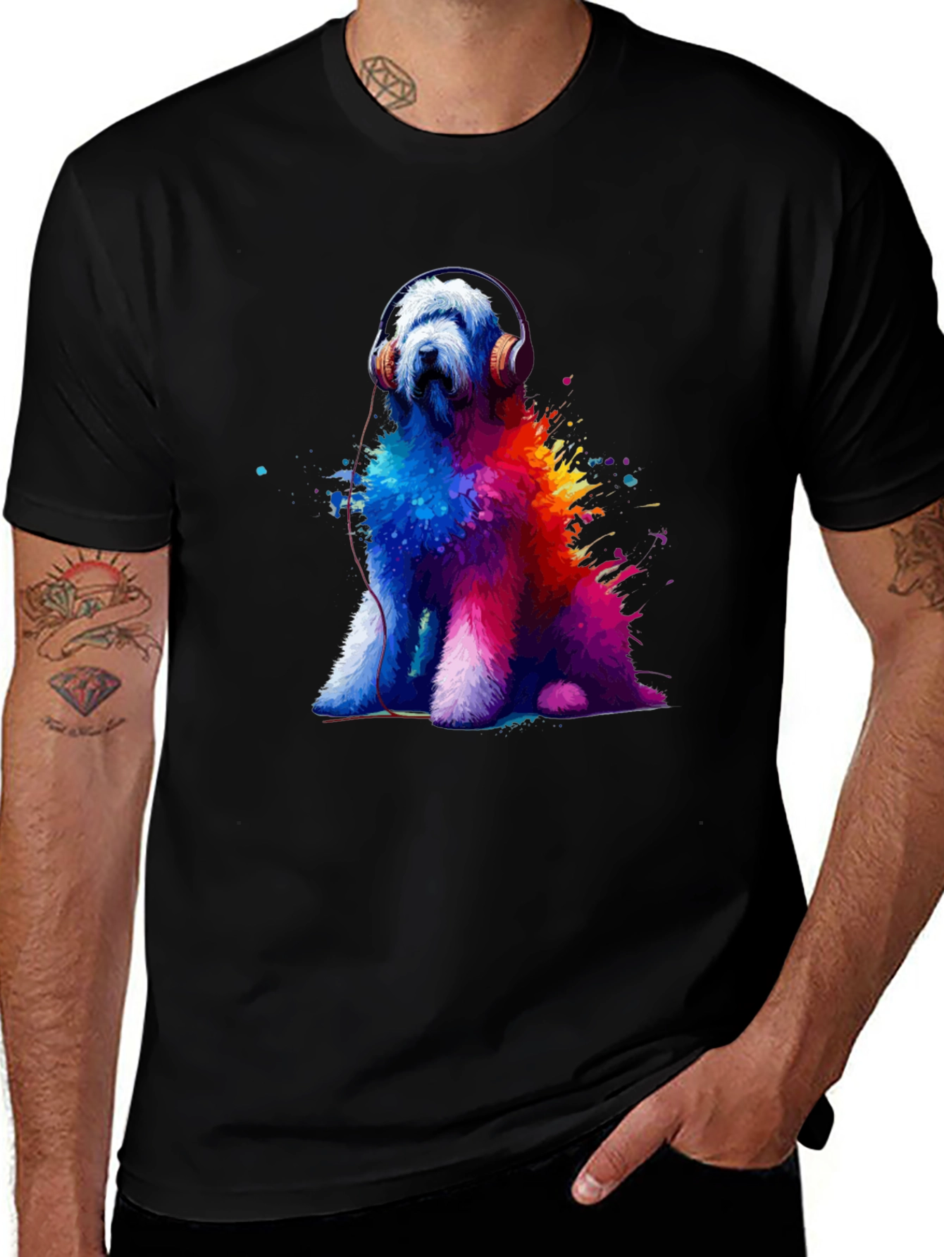 Dog with Headphones Graphic Tee