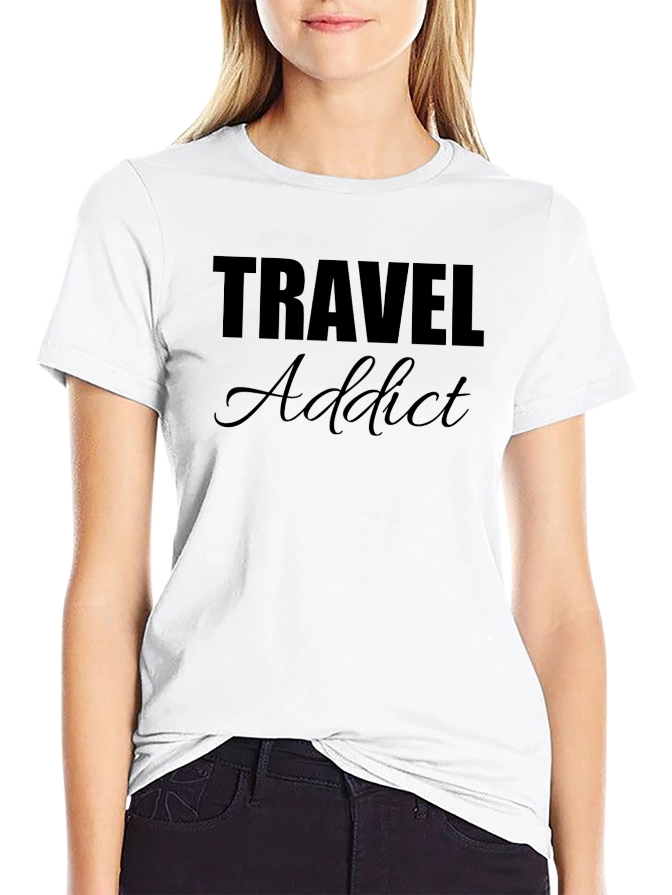 Travel Addict Black Graphic T-Shirt