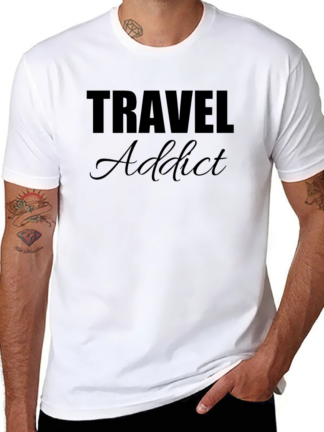 Travel Addict Black Graphic T-Shirt