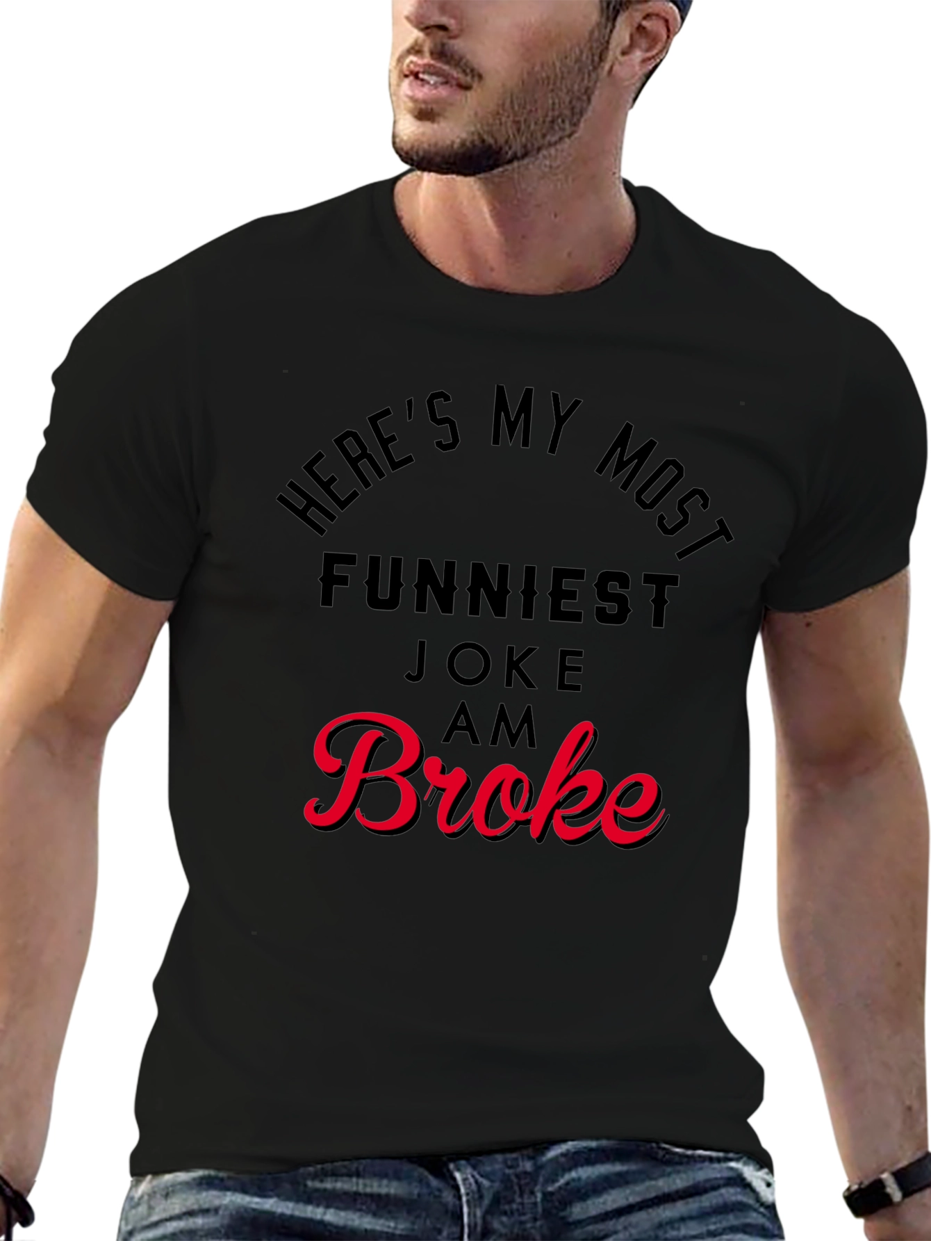 Funny Broke Graphic Print T-Shirt