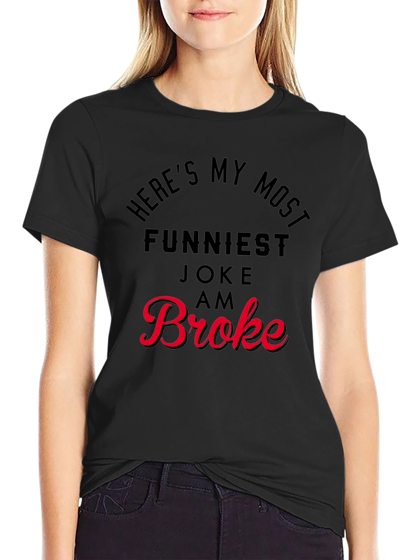 Funny Broke Graphic Print T-Shirt
