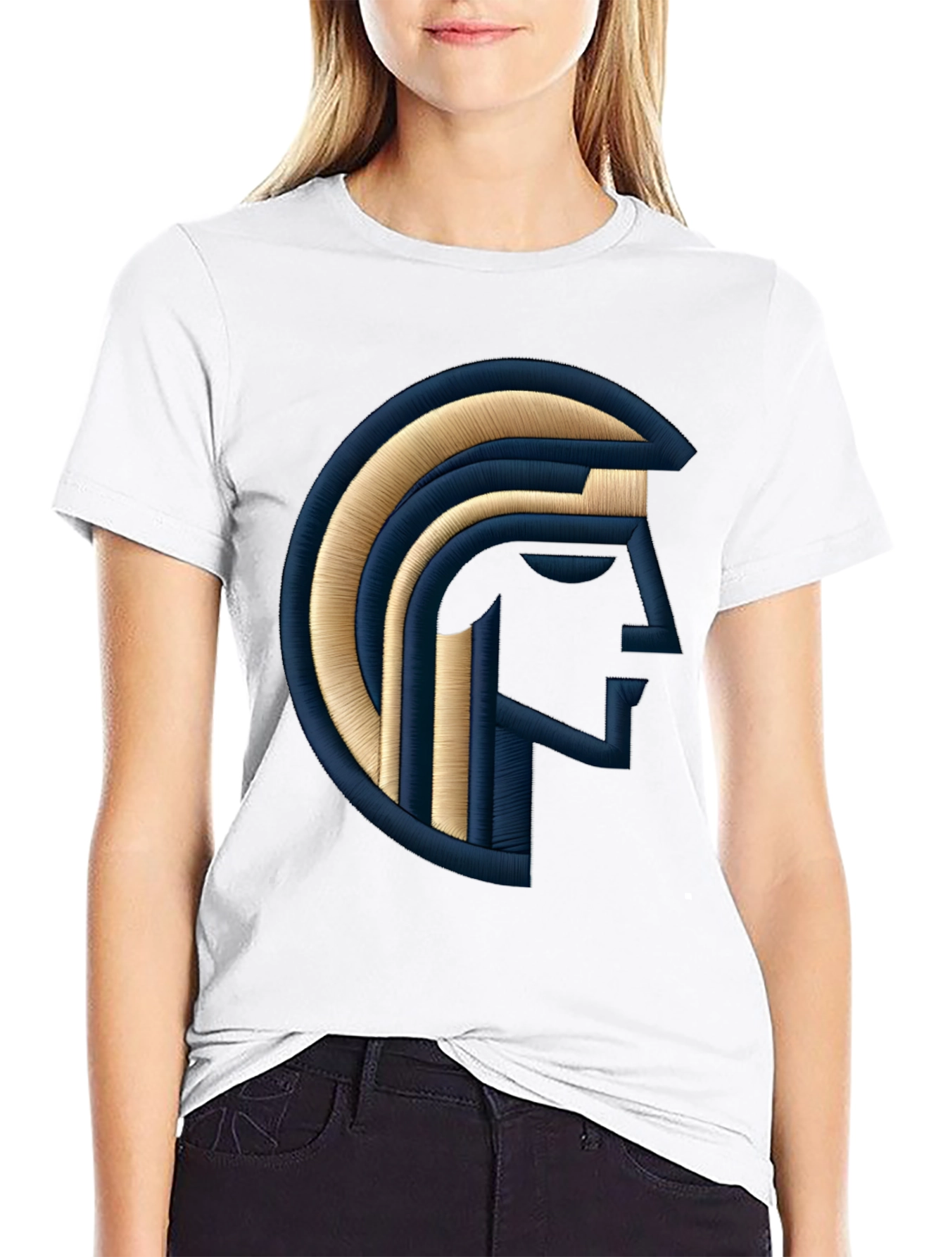 Embroidered Spartan Graphic Black T-Shirt
