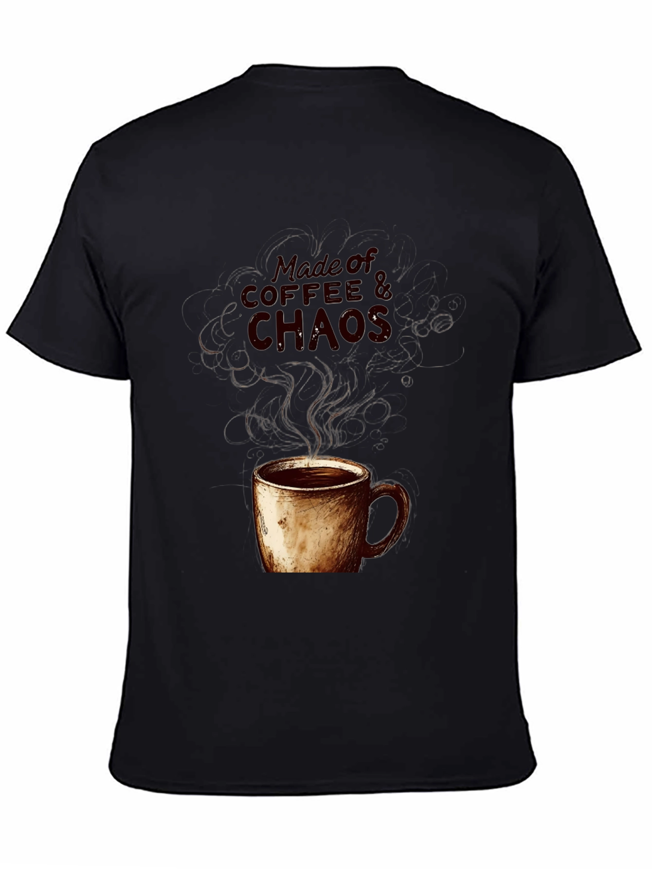 Coffee & Chaos Graphic Tee - Soft Black Cotton