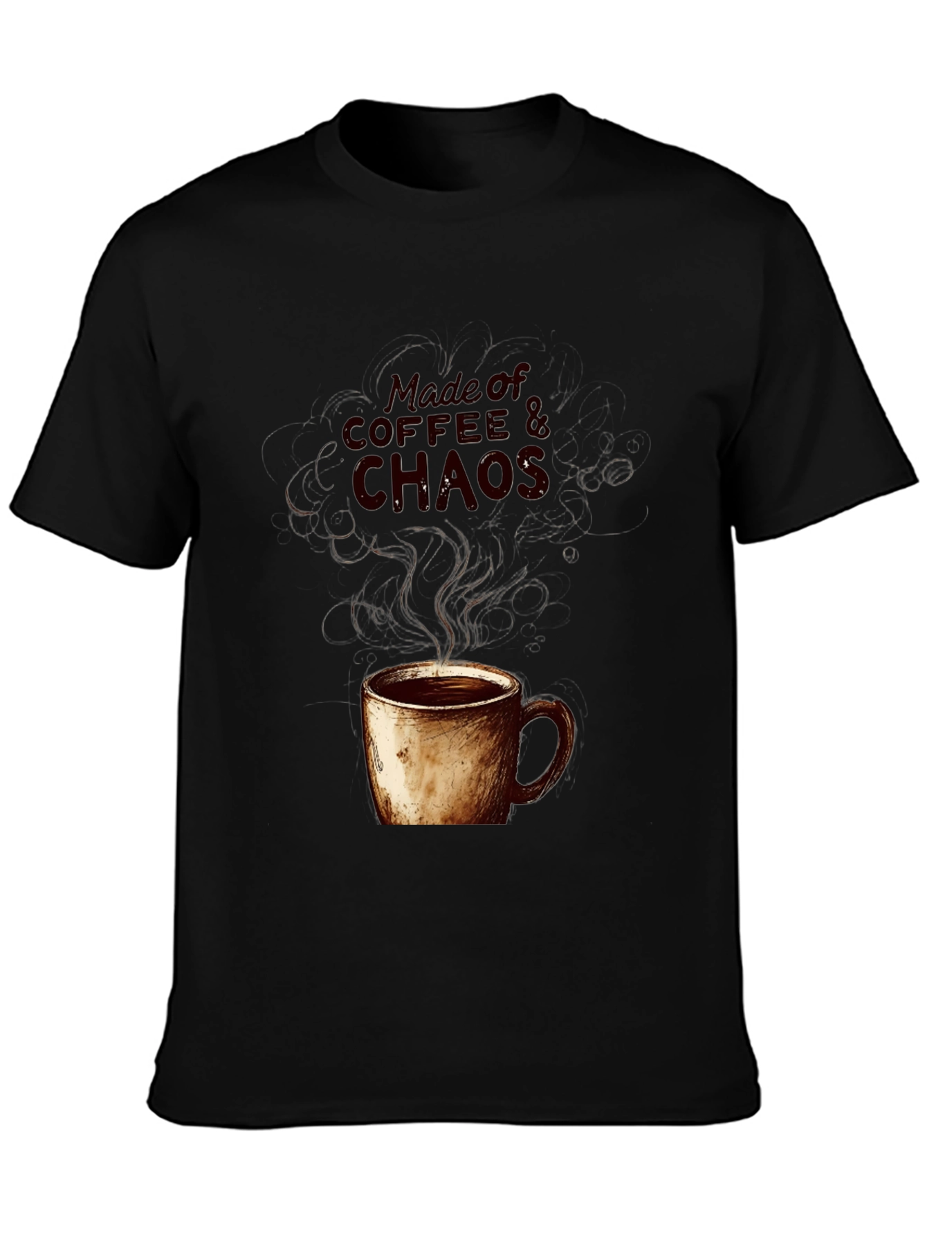Coffee & Chaos Graphic Tee - Soft Black Cotton