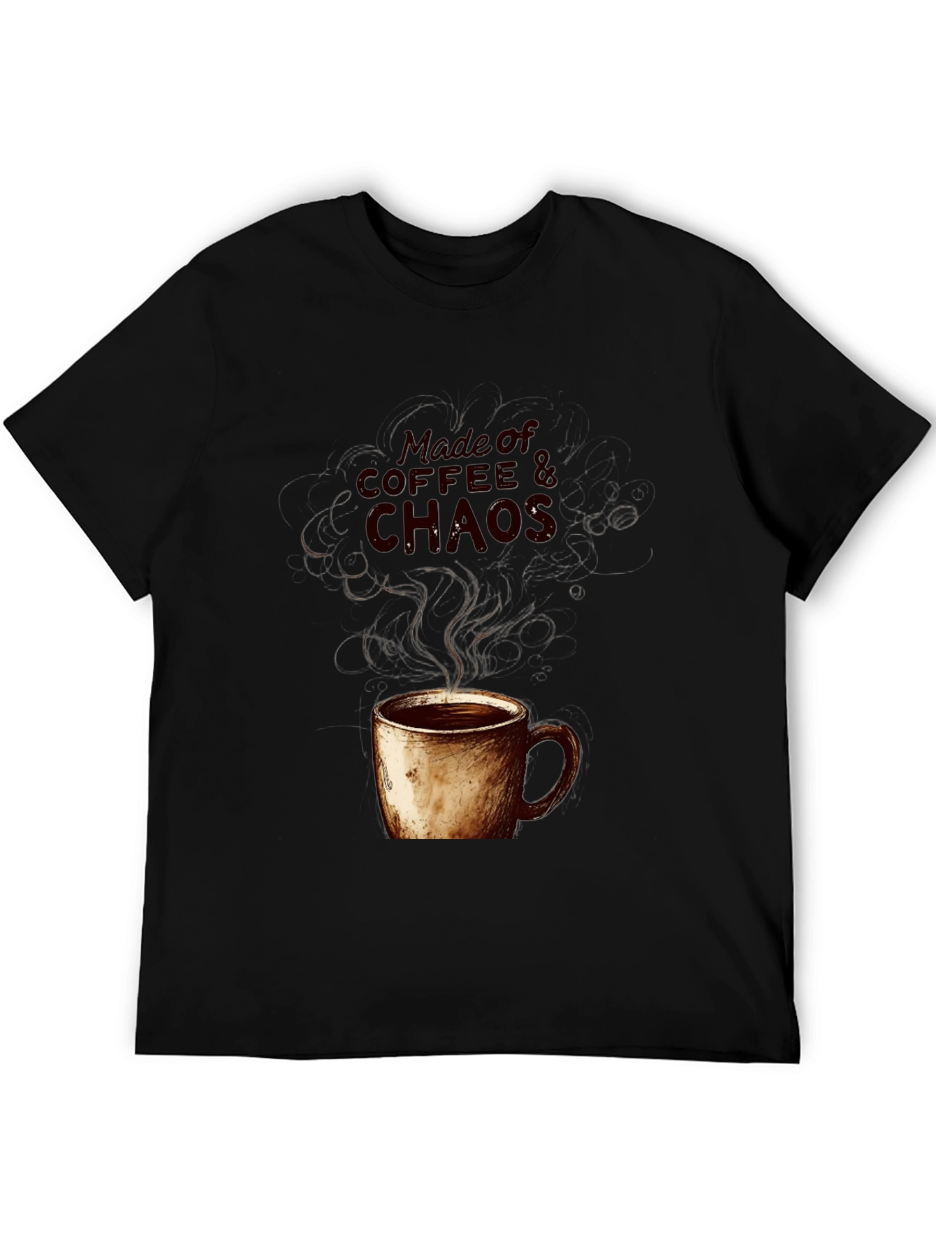 Coffee & Chaos Graphic Tee - Soft Black Cotton