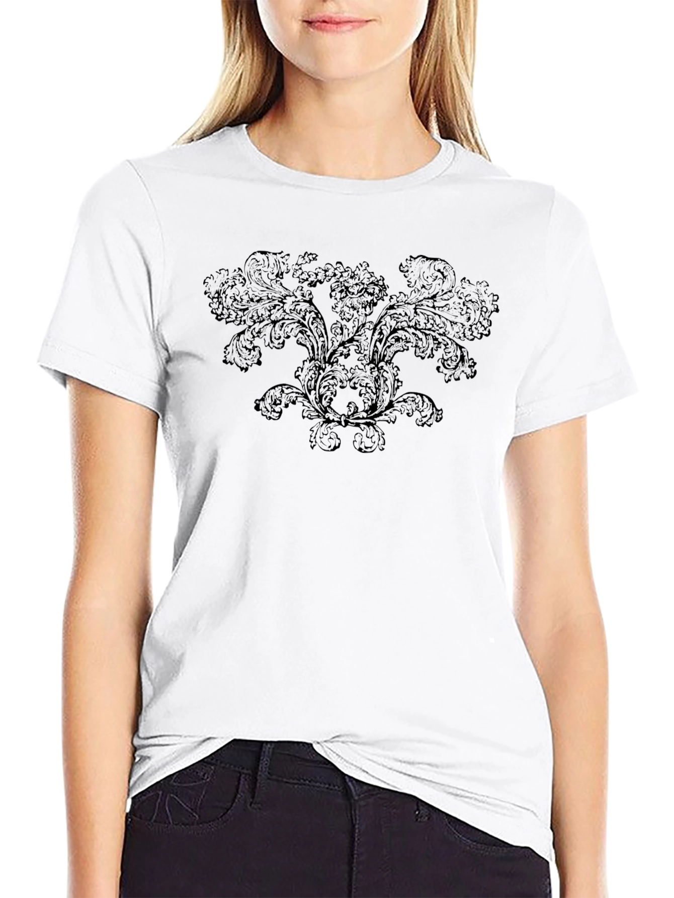 Elegant Black Floral Graphic T-Shirt