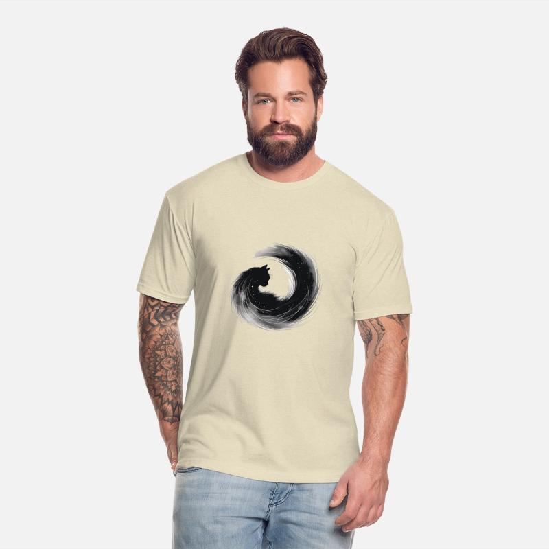 Abstract Cat Silhouette Brushwork in Cosmic Swirl