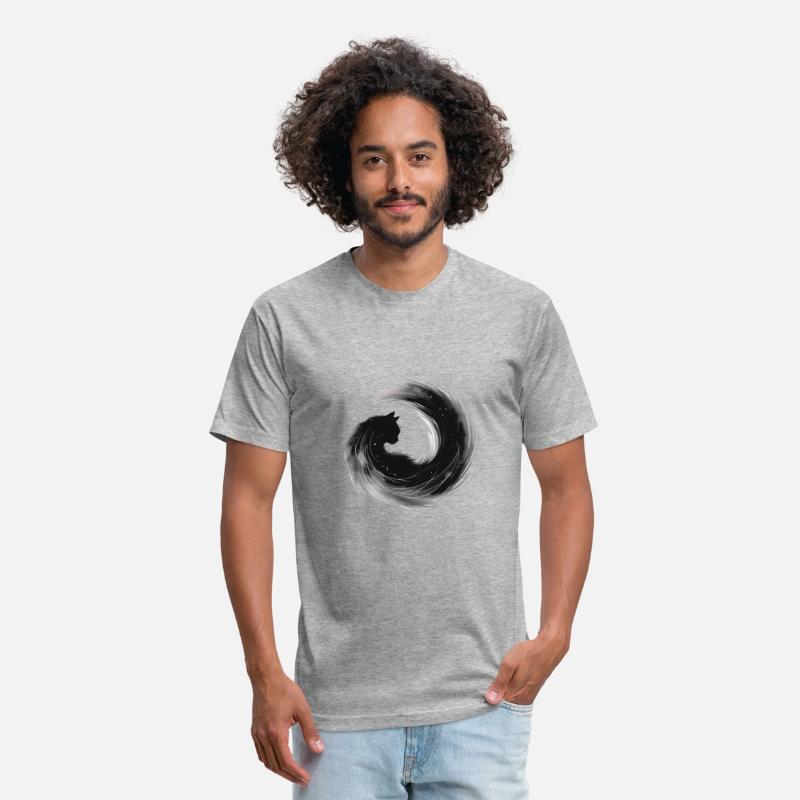 Abstract Cat Silhouette Brushwork in Cosmic Swirl