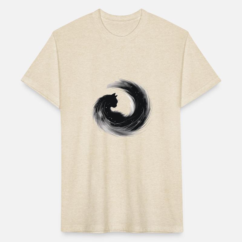 Abstract Cat Silhouette Brushwork in Cosmic Swirl
