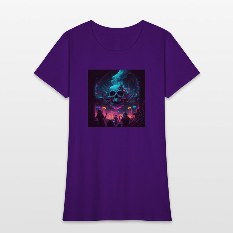 Acid goa skull trance design purple and dark blue