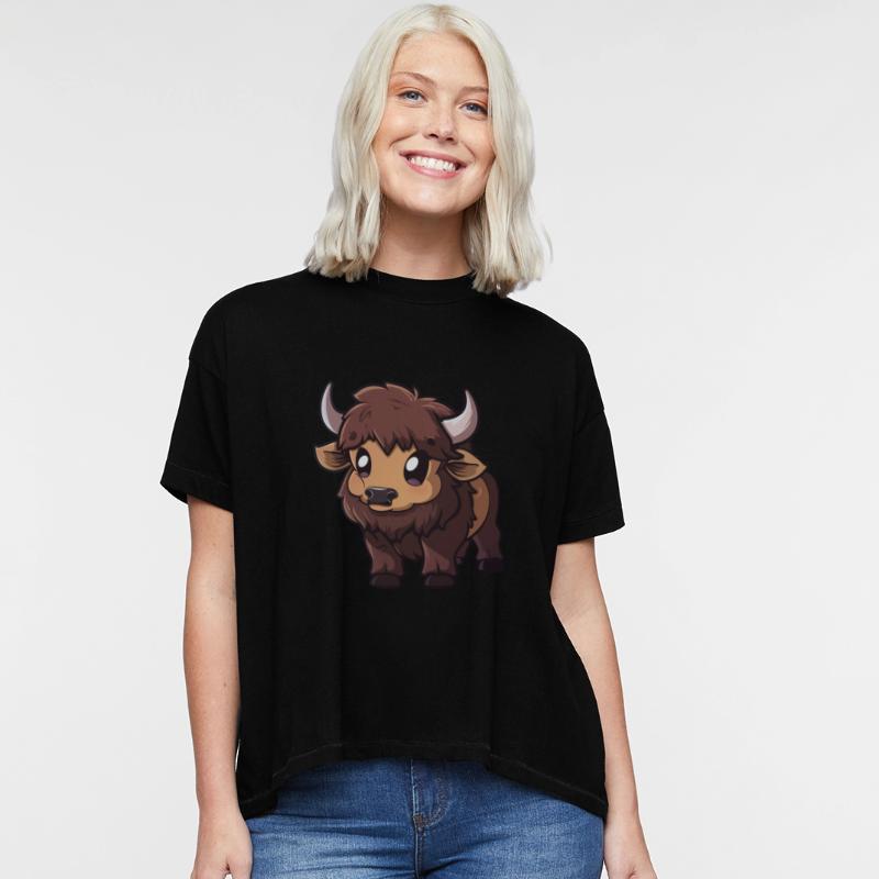 Adorable Brown Yak Cartoon Character