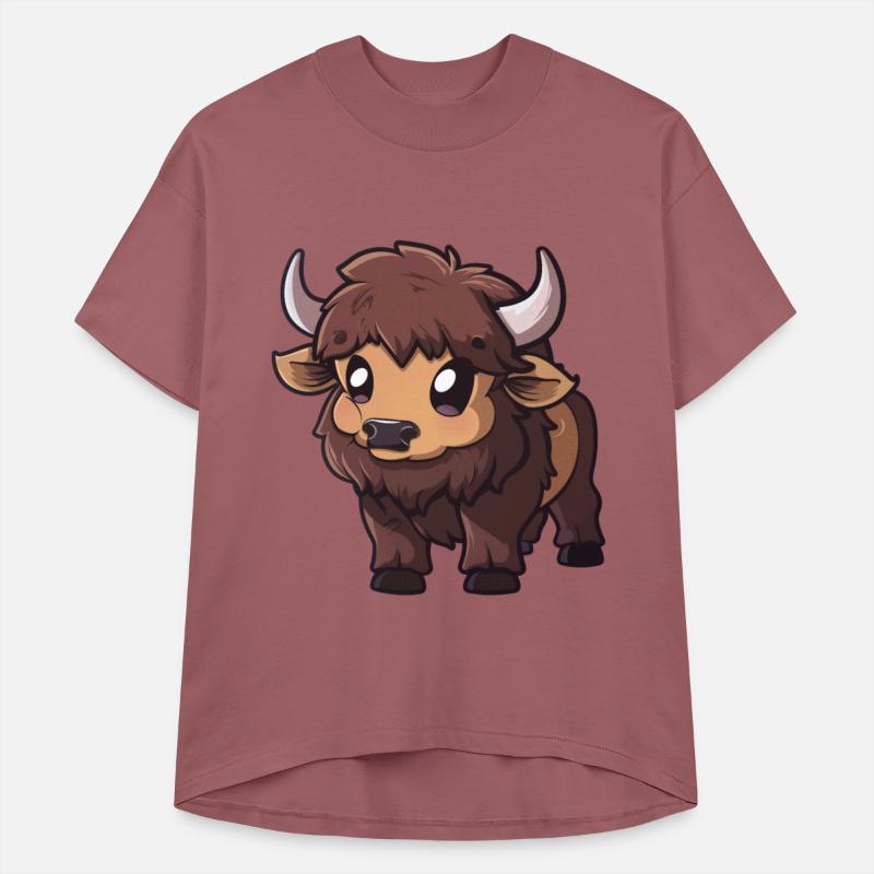 Adorable Brown Yak Cartoon Character