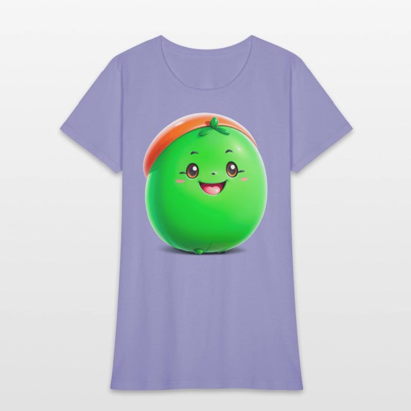 Adorable green cartoon bean character