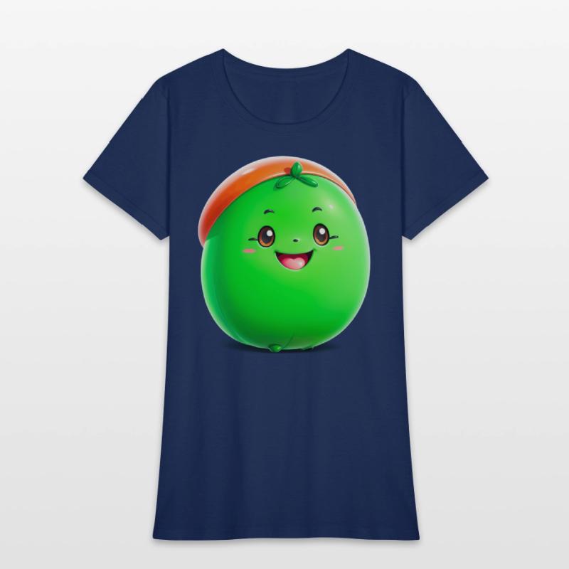 Adorable green cartoon bean character