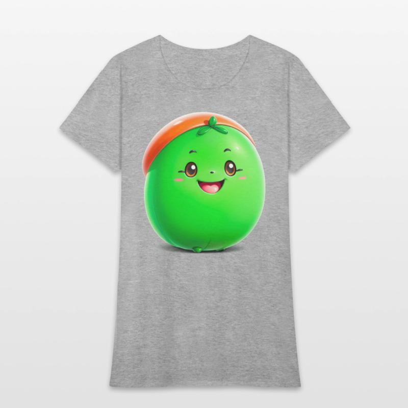 Adorable green cartoon bean character