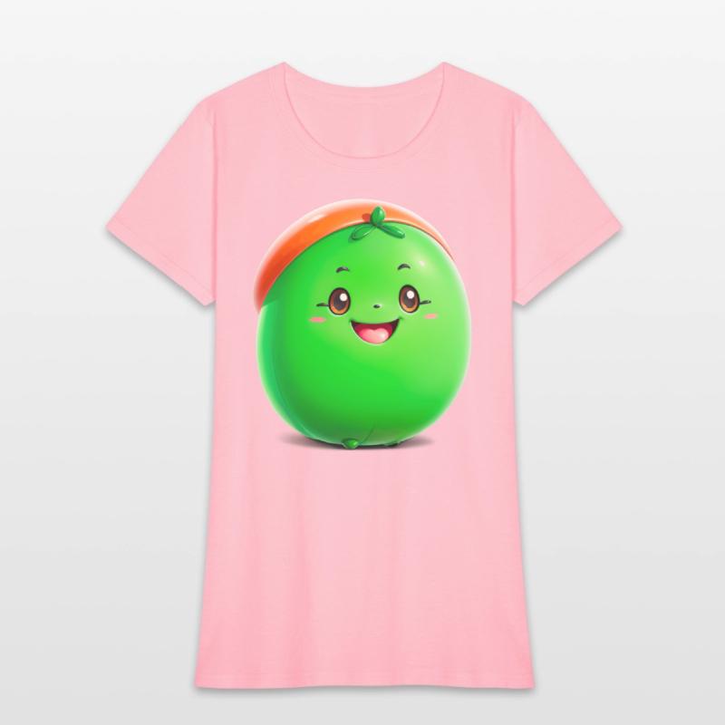 Adorable green cartoon bean character