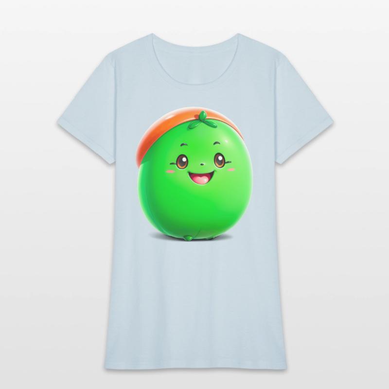 Adorable green cartoon bean character