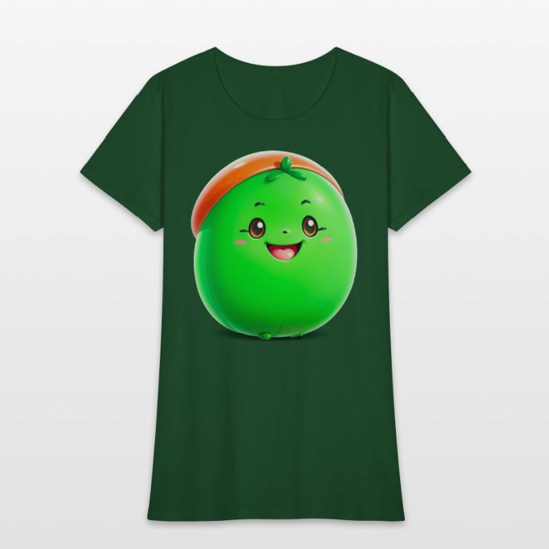 Adorable green cartoon bean character