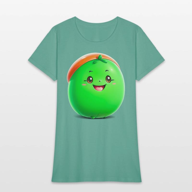 Adorable green cartoon bean character