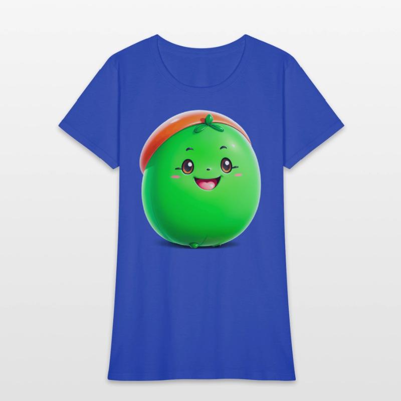 Adorable green cartoon bean character
