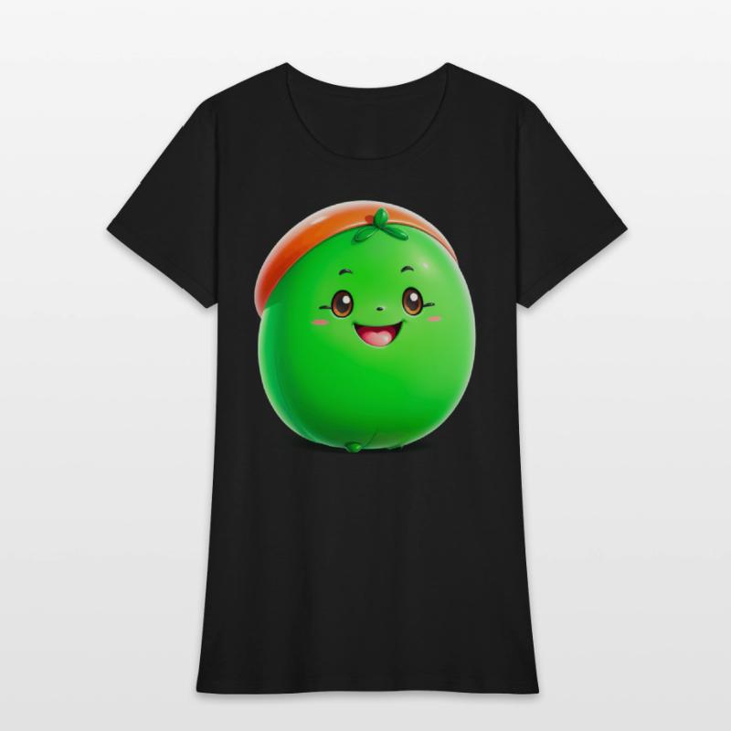 Adorable green cartoon bean character