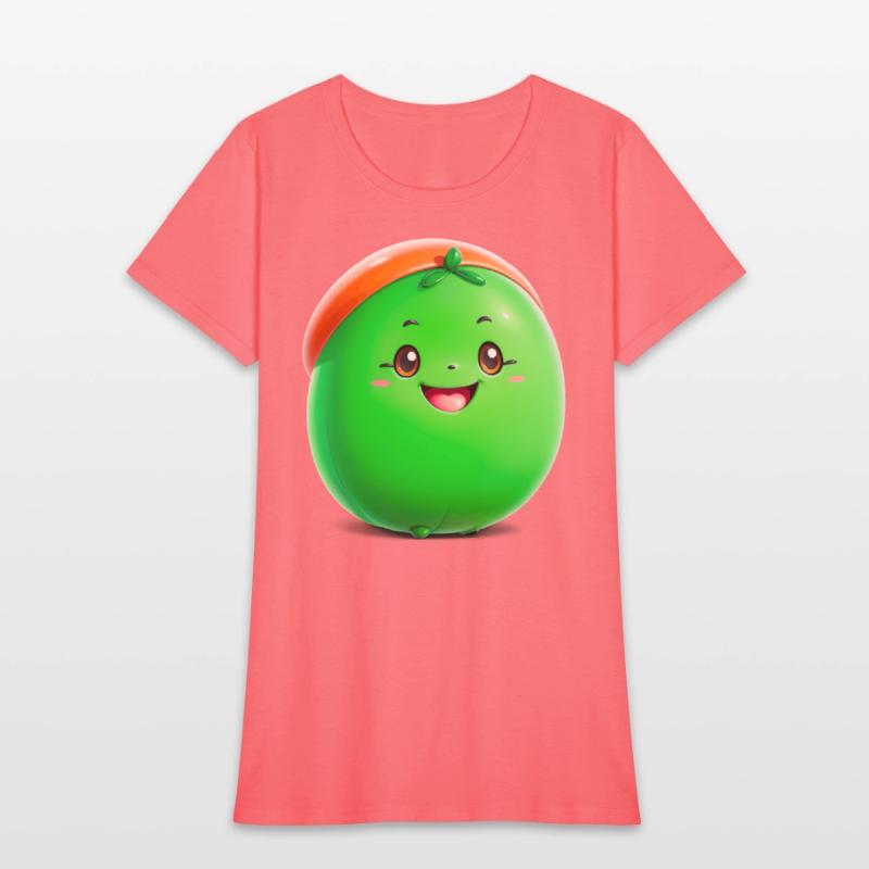 Adorable green cartoon bean character