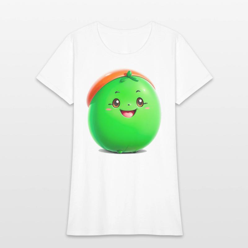 Adorable green cartoon bean character