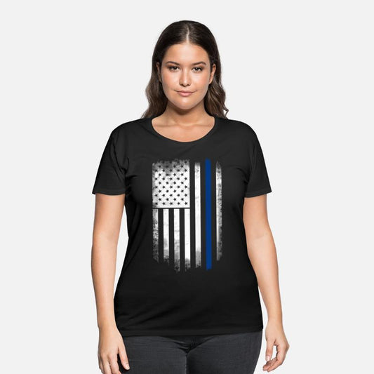 american flag blue line police solidarity team